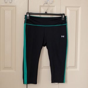 Under Armour Leggings Crop Black and Aqua Pocket